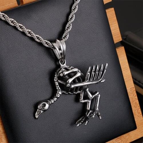 European and American non-mainstream punk retro hollow pendant death crow ostrich pendant