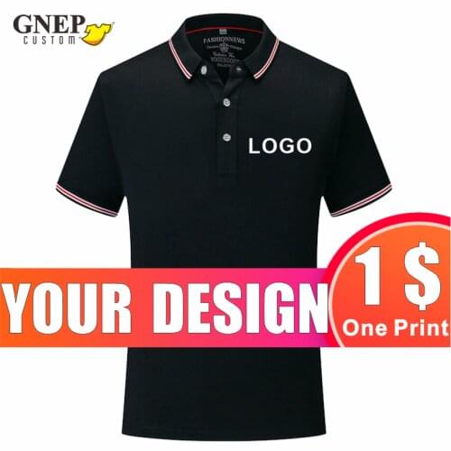 Short Sleeve Polo Shirt Custom Logo Fashion Striped Lapel Top Printable Pattern Summer Outdoor Casual Bottoming Shirt GNEP New
