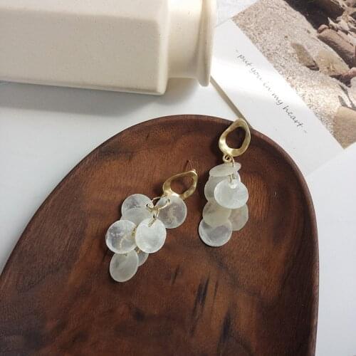 S925 Needle Korean Jewerly Irregular Matte Earrings Temperament Multi Round Shell Drop Earrings Women Jewelry