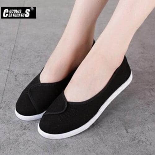 Cuculus Flats Casual Shoes Women Fashion Canvas Lightweight Loafers Female Shoes Woman Durable Rubber Shoes nurse shoes 433