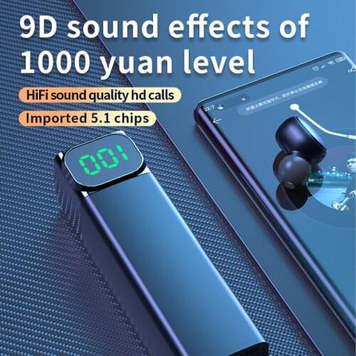 TWS Imported V5.1 Chip Headset HIFI Headphone Wireless Bluetooth Earphones 9D Stereo Sound Auriculares Sport Waterproof Earbuds