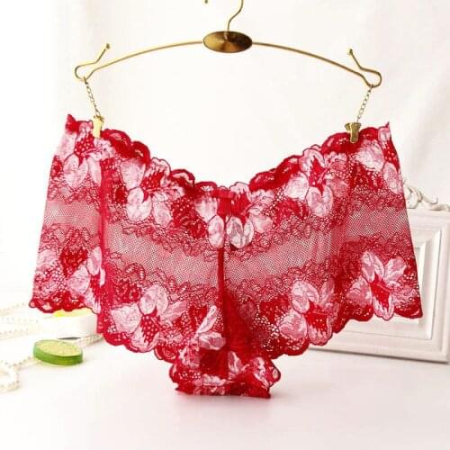 Womens Colored Floral Panties Fashion New Boxer For Ladies Sexy Transparent Mesh Stitching Panties With Bows