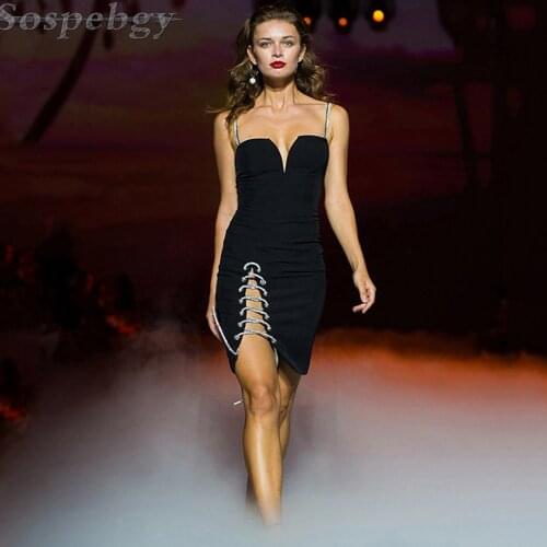 Summer Womens Mini Bodycon Bandage Dress Vestidos Sexy Sling V-neck Drawstring 2021 New Celebrity Runway Party Dresses