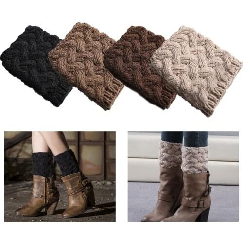 1 Pair Women Autumn Winter Crochet Boot Cuffs Knitted Leg Warmers Punk Short Faux Stretch Boot Sleeve Thicken Boot Toppers Socks