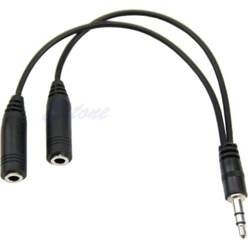1 PC 3.5mm Male to 2 Dual Female Plug Jack Audio Stereo Headset Mic Splitter Cable