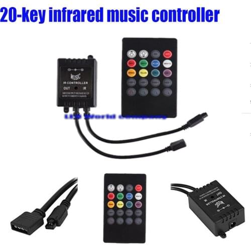 20-key music controller 12-24V 72W 38KHz music IRController black sound sensor remote control for RGB LED strip high quality