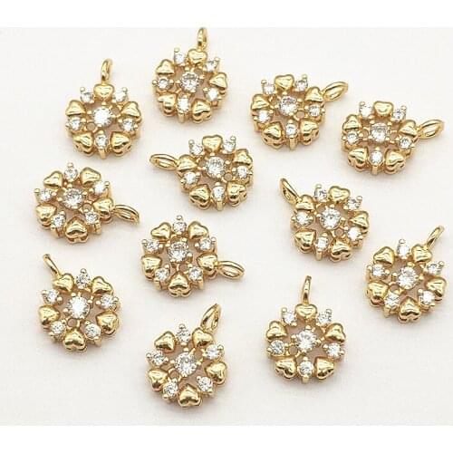 New Arrival!16x11mm 50pcs Cubic Zirconia Copper Heart Charm For Handmade Necklace Earring Parts DIY Accessories,Jewelry Findings