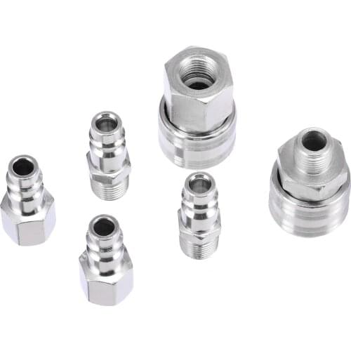 6pcs 1/4" BSP Air Hose Compressor Connectors Femal/Male Quick Release Euro Fittings Couplings Air Quick Connector Quick Coupler