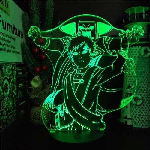 Naruto Night Light Gaara Shuukaku 3D LED Lamp Bijuu Anime Figure Naruto Shippuden Lampara Manga Decoration Lighting Lights Lampe