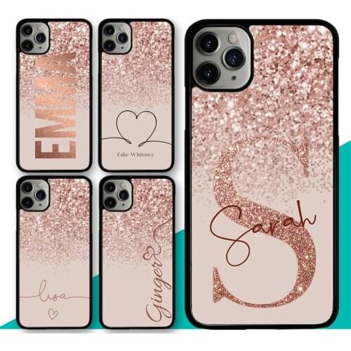 PERSONALISED Glitter name initials TPU Case For iPhone SE 2020 11 12 Pro Max mini X XR XS MAX 6S 8 7 Plus Back Cover Capa