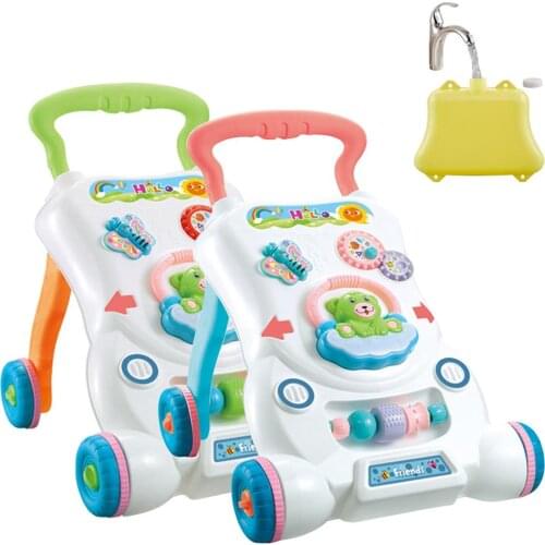 Baby Walker With Music And Lights Adjustable Speed Anti-rollover Baby Stroller Toy With Load-bearing Water Tank