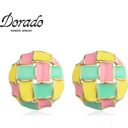 Dorado Cute Colorful Lacquer Round Button Stud Earring for Women Girls Prom Fashion Daily Gifts Jewelry Brincos 2020 Wholesale