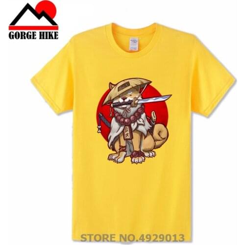 Mens Hip Hop T-Shirt Japanese Akita Doge samurai Shiba Inu Custom Short Sleeve Valentines Party Casual T Shirt Big Size Tees