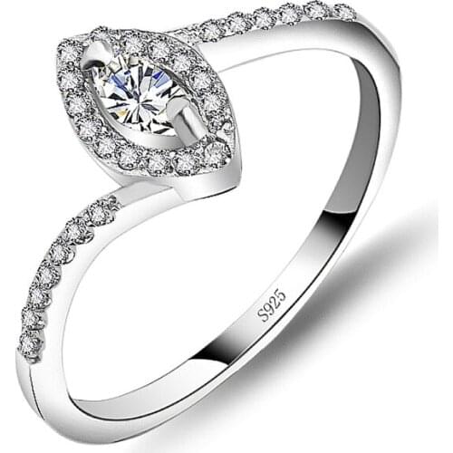 GNJ0601 100% Real Sterling Silver Ring Romantic Sweet Sexy Crystal CZ Rings Fashion Jewelry Wedding Christmas Gift For Women