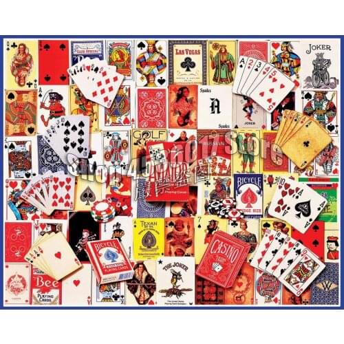 Playing Cards Collage DIY 5D Diamond Embroidery Resin Diamond Mosaic Collages Christmas full Diamond Painting Cross Stitch Kits