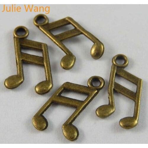 Julie Wang 100PCS Antique Bronze 13x8mm Small Musical Note Alloy Charms Pendants Jewelry Makings Necklace Earrings Accessory