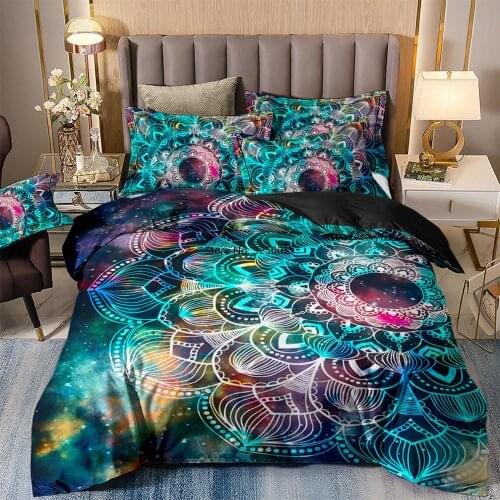 3D Bohemian Bedding Set Green Duvet Quilt Cover Single Double Twin Queen King Bedclothes