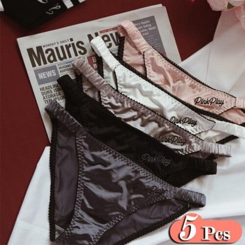 5Pcs/Lot French Stain Texture Sexy Set Panties For Women Letter Embroidery Underwear Pearl Luster Briefs Ladies Lingerie Set