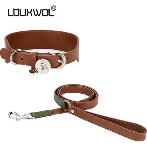 LOUXWOL Dog Collar Leather Collar and Leash Set for Dogs Cats Durable for Small Large Dogs Pet Dog Accessories Pet Products