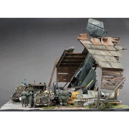 1/35 Scale DIY Building Model Wooden Architecture Ruins Scenery