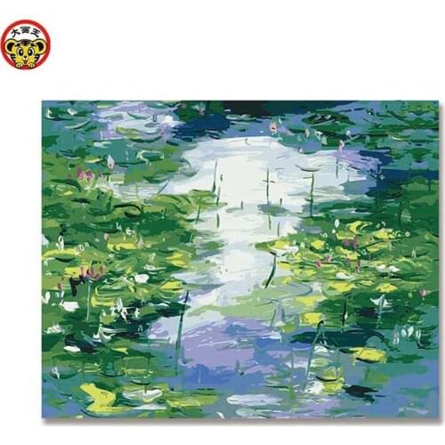 Painting by numbers art paint by number Monets water lilies Water lily Oil DIY Digital Pictures Coloring By Number On Canvas