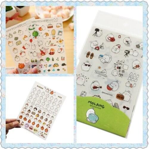 6sheets/lot Korea Potato Rabbit First To Three Season PVC Stickers Diary The Office Stationery Cute Children Toys