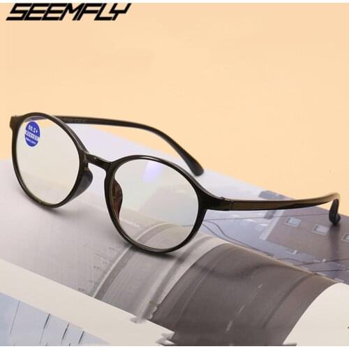 Seemfly Reading Glasses Men Women TR90 Ultralight Resin Clear Lens Round Frame Hyperopia Presbyopic Eyeglasses Eyewear Unisex