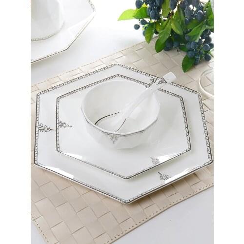 Tangshan original bone china tableware Chinese dish set household European Ceramic dining bowl rice bowl noodles bowl big bowl