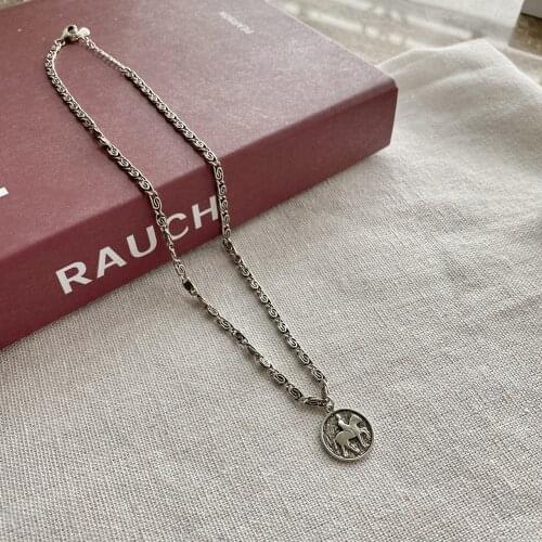 925 Sterling Silver Necklace Retro Chain Roman Portrait Coin Pendant Necklace Fashion Hip Hop Punk Jewelry Womens Necklace