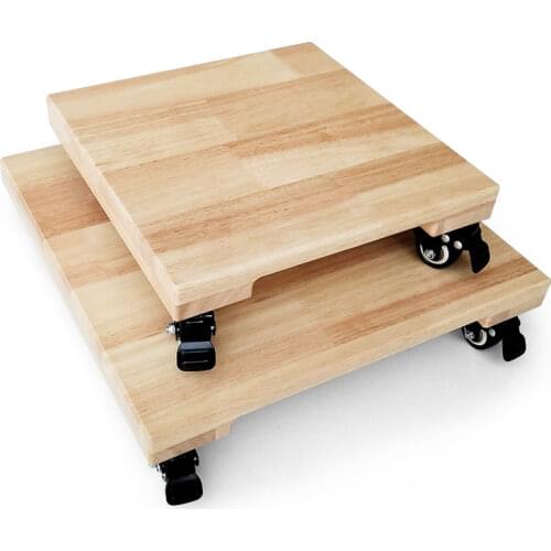 HQ 110KGS Bearing Solid Wood Transport Trolley Pulley Tray Platform Cart with Brake Casters for Flowerpot Sundries Items Dolly