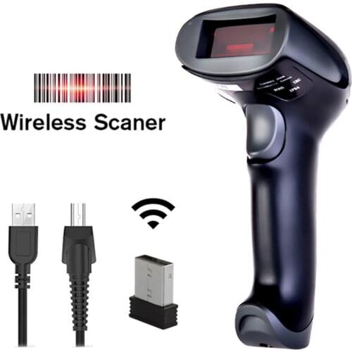Handheld wireless barcode scanner, portable laser high-speed handheld USB wired 1D barcode reader, suitable for POS system