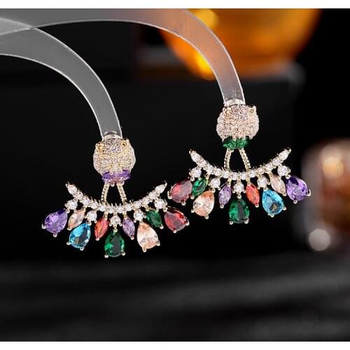 Luxury Two Way to Wear Dangle Earrings for Women Wedding Colorful Zircon CZ Leopard Head Earring Stud Birthday Party Jewelry