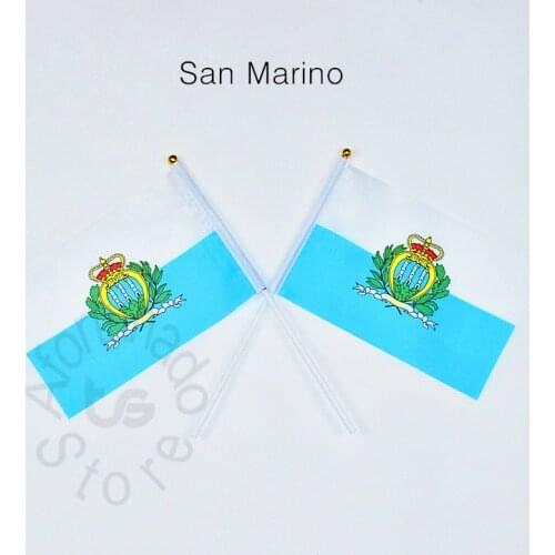 San Marino 14*21cm flag Banner meet Parade party hand waving National flag Home Decoration flag banner