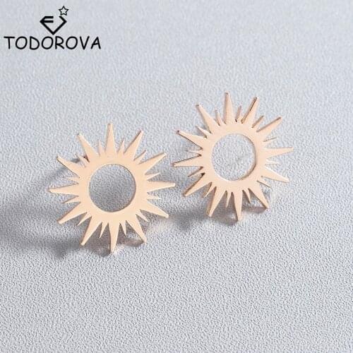Todorova Stainless Steel Sun Stud Earrings for Women Bohemia Jewelry Accessories Circle Geometric Earrings Brincos