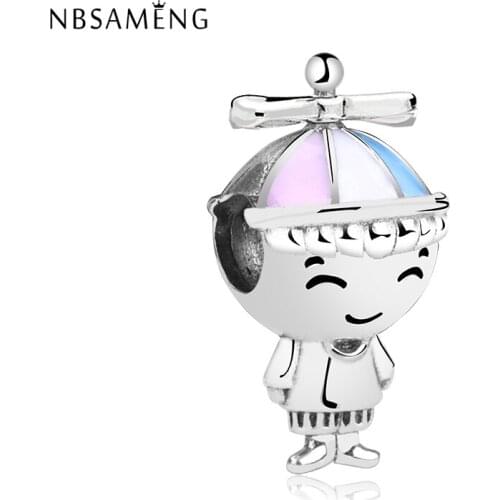 925 Sterling Silver Charms Beads Fit Bracelet Propeller Hat Boy Charm Jewelry Making Jewellery Accessories