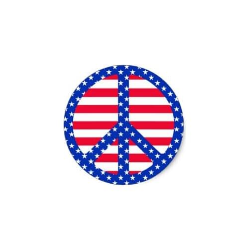 3.8cm Stars & Striples Peace Symbol Stickers