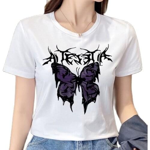 Punk Butterfly Harajuku Dark Women T-Shirt Girl Fashion Swag Aesthetic Unisex Gothic Tops Tee Y2k Streetwear