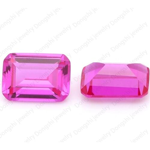 High Quality 3# Pink Red Rubys Corundum Loose Baguette Octangle Shape Parallel Cut Synthetic Corundum Stone Gems For Jewelry
