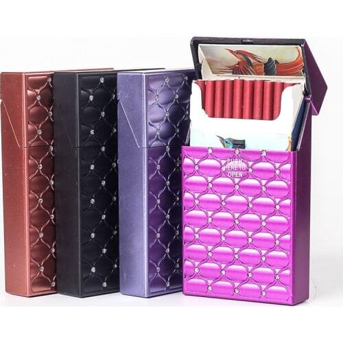 1pc Lady Long Cigarette Case Cover For Thin Cigarettes Can Holder Hard Plastic Colourful Tobacco Box Case Cover Push Open