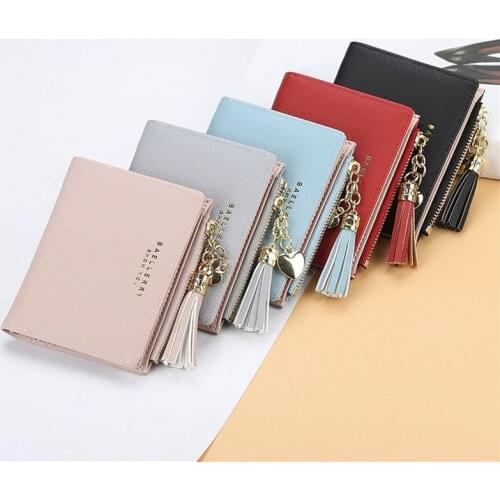 2021 Tassel Women Wallet Small Cute Wallet Women Short Leather Women Wallets Zipper Purses Female Purse Clutch