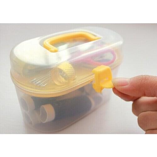 1SET Portable Mini Travel PP Sewing Box With Color Needle Threads Sewing Kits Sewing Set DIY Home Tools Storage Box OK 0037