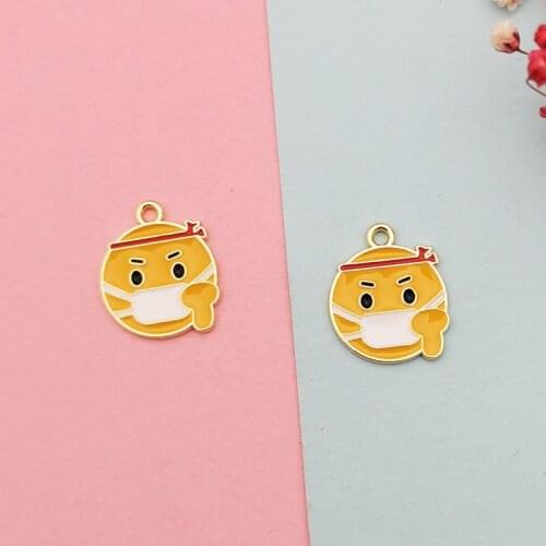 10pcs Emoticons Enamel Charms Oil Drop Protect Oneself Metal Charm Pendants For Women Jewelry DIY Bracelet Earrings Accessories