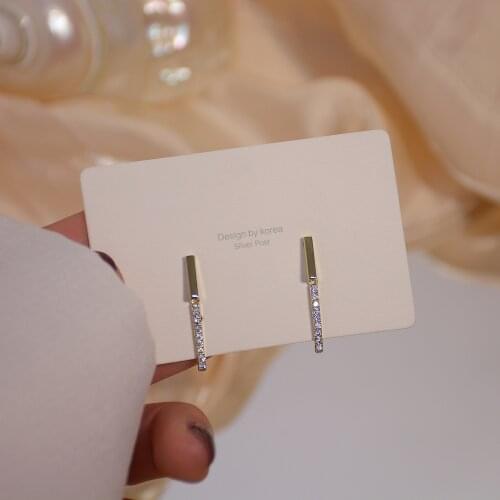 14k Real Gold Plated Fashion Jewelery Simple Crystal Geometric Exquisite Stud Earrings for Woman Holiday Party Elegant Earring