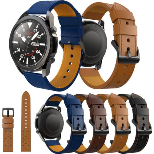 22mm Leather Strap Watchband Wristband For Samsung Galaxy Watch 3 45mm Wriststrap Quick Releas Bracelet For Huami Amazfit GTR 2
