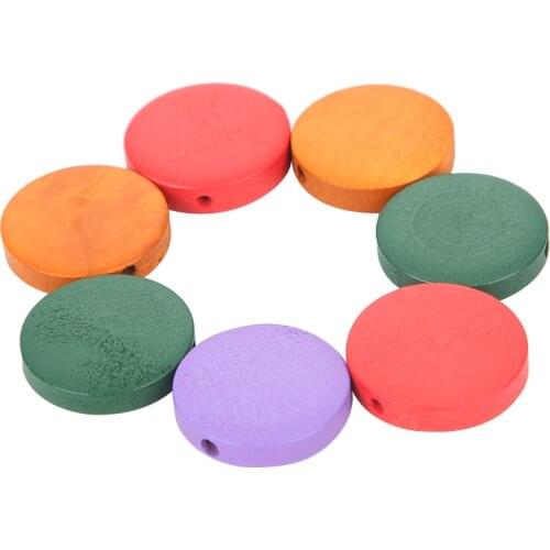 30Pcs Mixed Round Flat Wooden Beads Loose Space Beads For Jewelry Marking Bracelet Needlework DIY Accessories Jewelry Finding