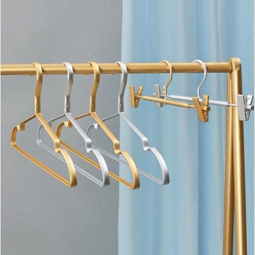 5/10pcs Matte Metal Hanger Aluminum Alloy Clothing Drying Rack Anti -slip Dress Towel Coat Hangers Wardrobe Space Saver Hangers
