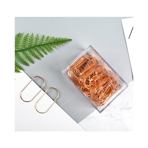 50 Clips/ Pack Rose Gold Large Paper Clips Metal Binder Clips Office Pink Paper Clip Big