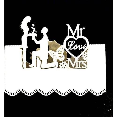 50pcs Laser Cut Love MR MRS Table Name Place Card Guest Message Cute Setting Card Wedding Event Christmas Party Favor Decoration
