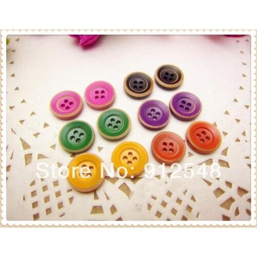 6 color mix, 60 pcs 13mm Dual color wood button wholesale Childrens clothes button accessories handmade art,WLF32