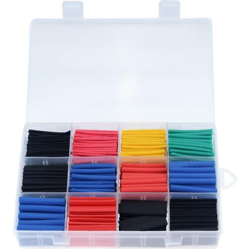 750PCS/BOX Thermoresistant Tube Heat Shrink Tubing Insulation Sleeving Polyolefin 2:1 Shrink Wrapping Assorted Box Kit
